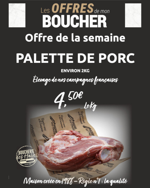 Offre de la semaine palette de porc